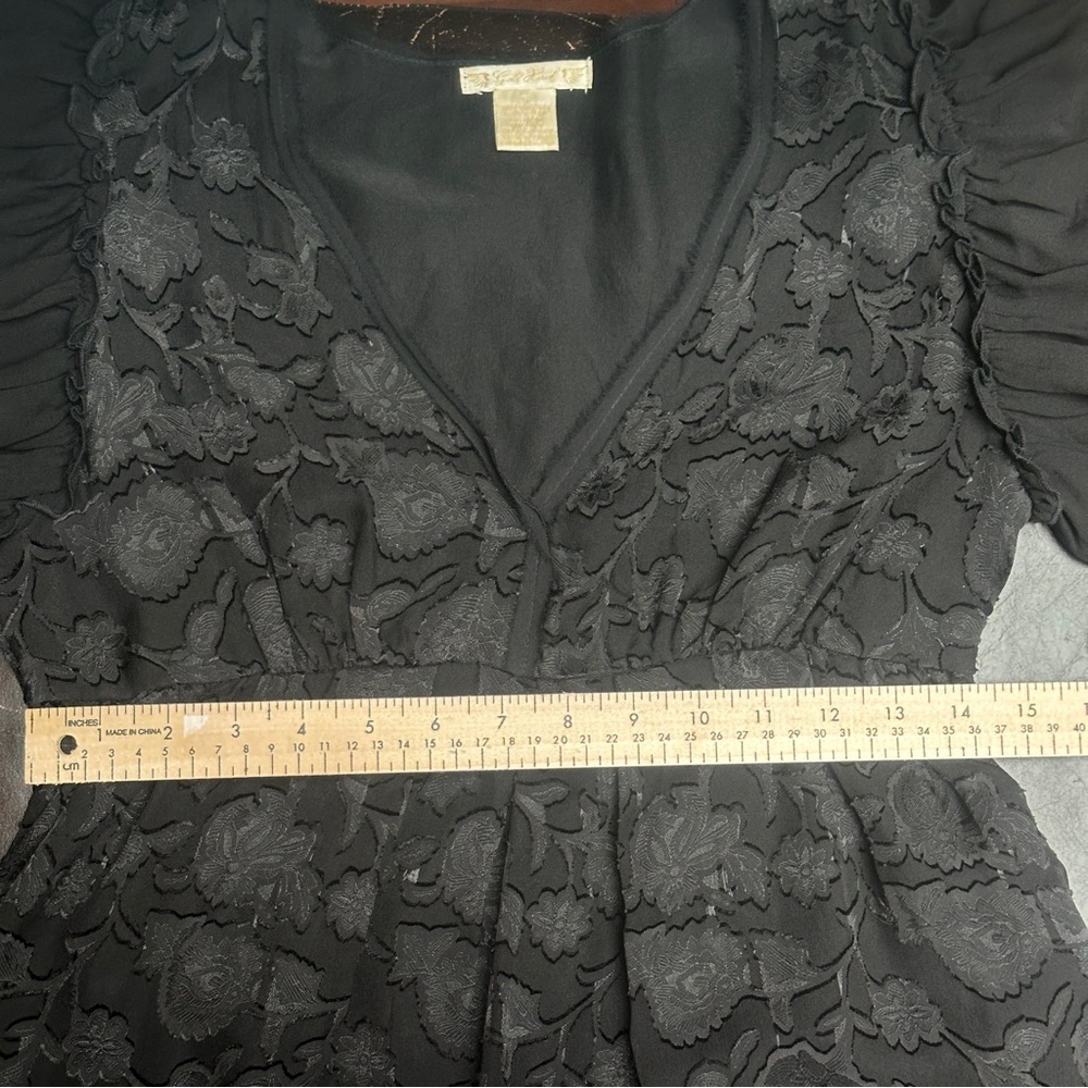 Gold Hawk Black Floral Silk Blend Mini Dress Size Small - Picture 7 of 8
